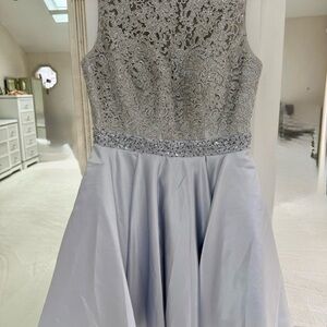 Azaria Elegant Silver Lace Dress